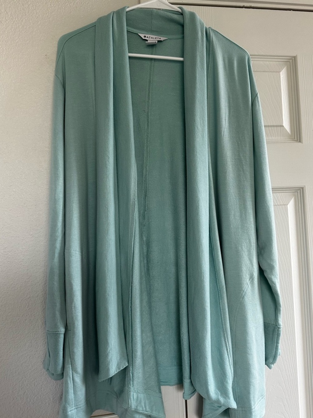 Athleta Mint Green Open-Front Wrap Cardigan